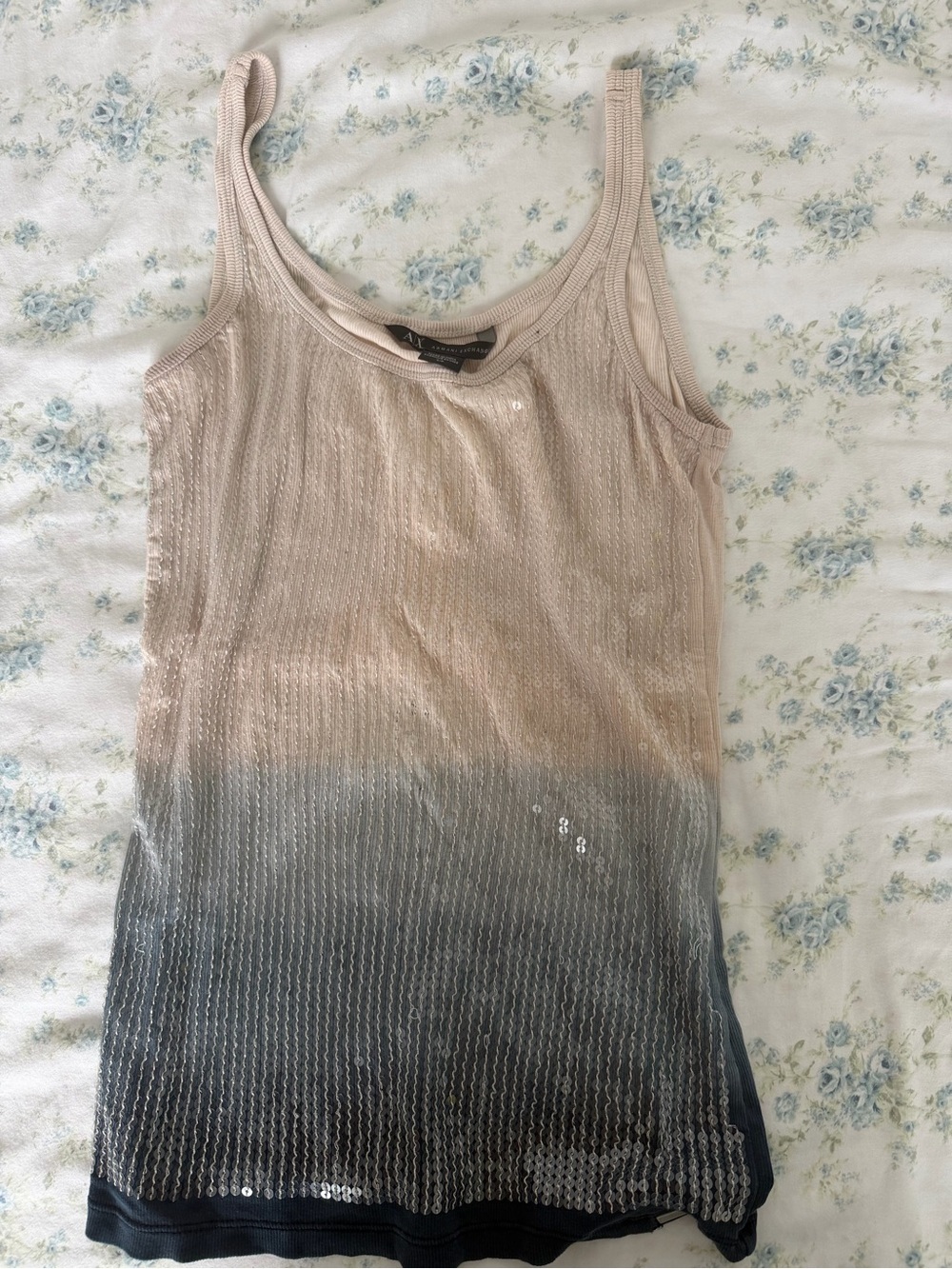 Women’s Ombre Sequin Tank Top - Beige to Blue